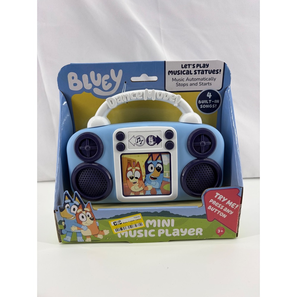Bluey Mini Music Player Toy Boombox with 4 Built-in Songs and Musical Statues